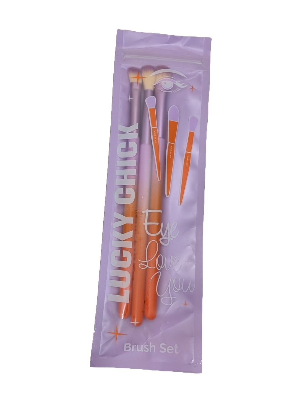 Lucky Chick Orange Eye Brush Set - 3-Piece Synthetic Eye Brushes